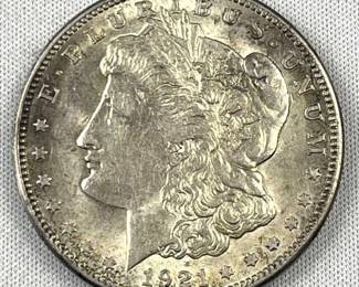 1921-S Morgan Silver Dollar, AU/Tone, US $1