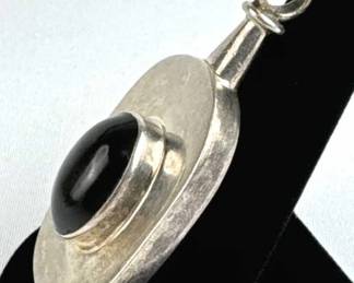 925 Silver Taxco Large Black Onyx Pendant
