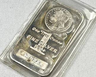 1oz Troy Silver Morgan Style Bar .999 Fine