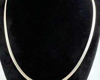 925 Silver Italy Puffy Herringbone Chain Necklace