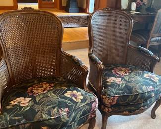 Rattan and floral chairs