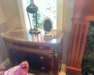 Glass top wooden dresser