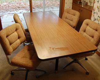 Vintage Kitchen Table & Chairs INTERESTING Narrow Size & VERY Comfy!