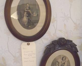 Walnut Oval Frames & Prints Victorian