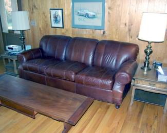 Leather Sofa & Custom made Coffee Table