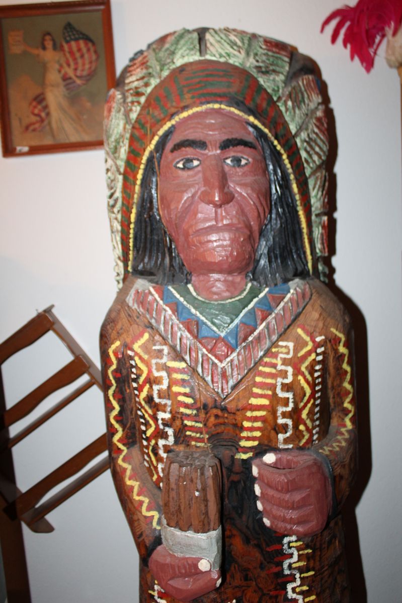 6' wooden, hand-carved, cigar store Indian