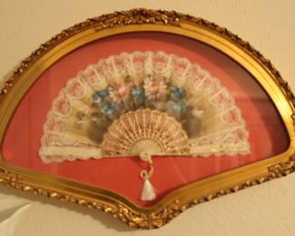 Victorian fan in a beautiful display case