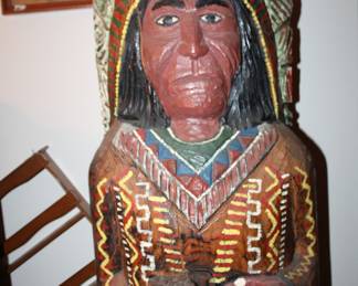 6' wooden, hand-carved, cigar store Indian