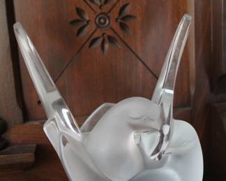 Lalique "Sylvie" doves (we have a pair) with flower frog