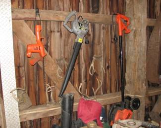 Leaf blower, edger deer antlers folding chairs