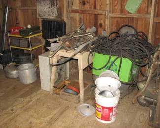 vintage kitchen cart, wire loom, old wood table, vintage car trim and more