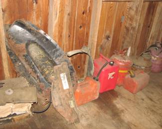lots of gas and other cans, a couple of the hundreds of body panels