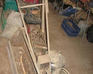 old wood tool box, antique planter
