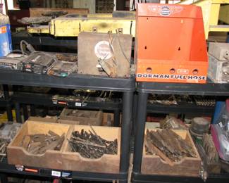 fuel hose rack, drill bits, taps and dies