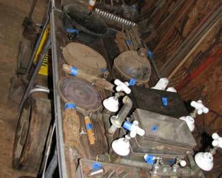 vintage plumbing, cast iron pan, road flare, stop sign and more