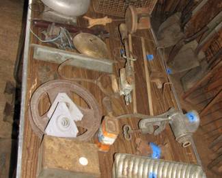 old electtric bells, pully, cage, more