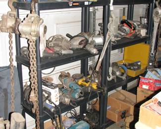 power tools, chain come a longs, paint guns, air tools