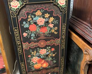 Unique solid wood hand painted file cabinet. Doubles as a beautiful pedestal stand in any room. 3 drawers with gliding mechanism.