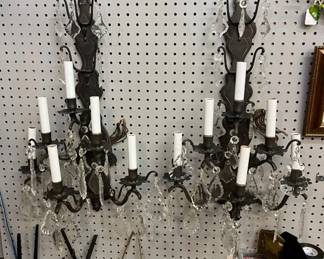 Vintage Pr of Iron 6 Lite Sconces $275Pr