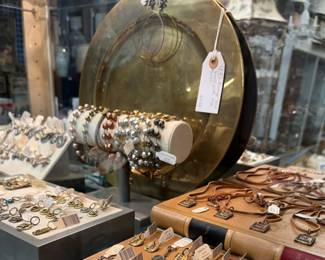 Vintage waxing poetic sterling and brass monogram charms, bracelets, and chains.  50 % off !