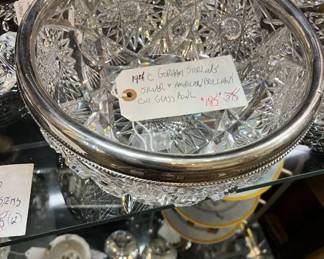 Antique Gorham Sterling Silver & American Brilliant Cut Glass Bowl $135