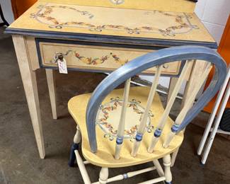 Hand-painted wood vanity or desk/chair set 
