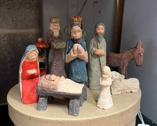 Handmade paper maiche nativity set 10pc set