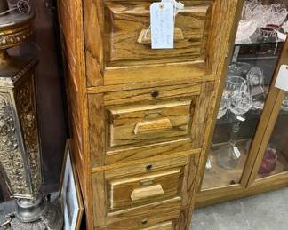 Antique Oak 4 drawer locking File Cabinet $200