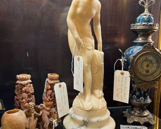 Antique nude maiden  sculpture carved from alabaster $300