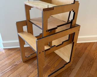 Danish Modern Kid's Convertible High-Chair to Table & Chair (16-1/2"W x 19"D x 32"H)