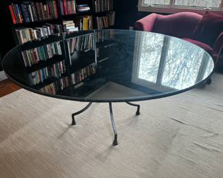 Designer Steel Based with Mirrored Top Round Dining / Accent Table (59"D x 29"H)