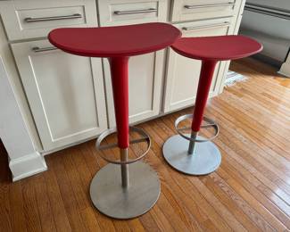 Aper Red & Chrome Frame Adjustable Height Babar Stool (2 Available)