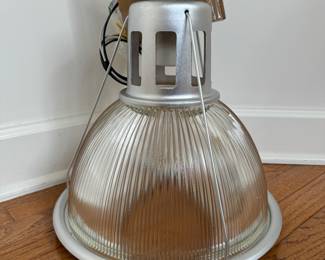 Holophane Industrial Ribbed Silver Lined Glass Pendant Lamp (New Out of Box / 3 Total / 2 Still Boxed)