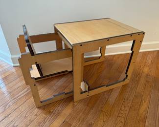 Danish Modern Kid's Convertible High-Chair to Table & Chair (16-1/2"W x 19"D x 32"H)