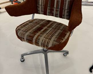 Dinette Factory Vintage Upholstered Office Armchair on Casters (2 Available)