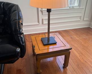 Mid-Century Table Lamp with Ming Dynasty Style Side Table (16"W x 16"D x 12"H)
