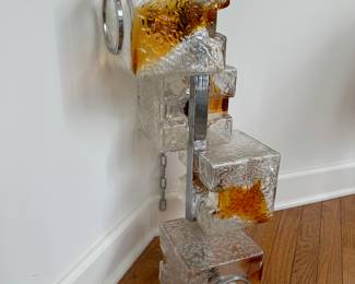 Toni Zuccheri 1970s Murano Glass For Veart Sculpture Cube Design Chandelier / Pendant Lamp 