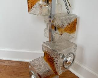 Toni Zuccheri 1970s Murano Glass For Veart Sculpture Cube Design Chandelier / Pendant Lamp 