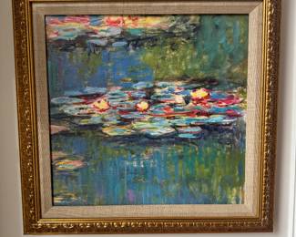 Framed Giclee on Canvas "Water Lillies" by Claude Monet