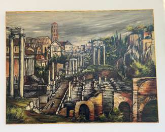 Original Oil on Canvas of Rome Scene Signed S. Baker