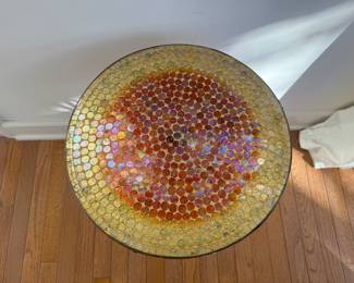 Vintage Mosaic Tripod Folding Table (14"D x 22"H)