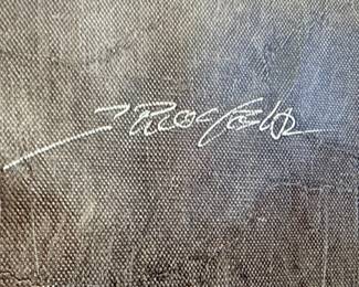 Giclee on Canvas "Children on Scooters" Signed by Joyce Roybal 