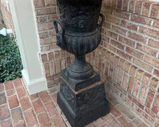 Cast Iron 2 Piece HEAVY Lions Head Handled Urn (2 Available)
