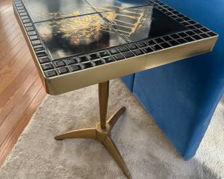 Atomic Age / Mid-Century Modern Mosaic Tile Top Side Table (14-1/2"W x 14-1/2"D x 21"H)