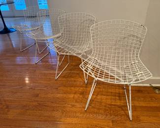 Original Harry Bertoia Steel Wire Side Chairs by Knoll (4 Total)