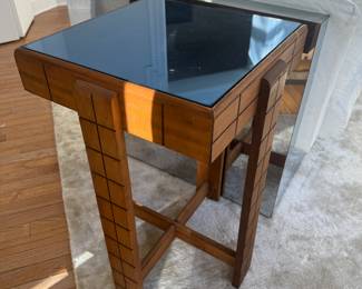 Vintage French Mirrored Top Table (18"D x 18"W x 26"H)