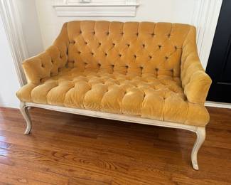 Matching Vintage Mustard Velvet Upholstered Settee (50"W x 29"D x 29" Back Height)
