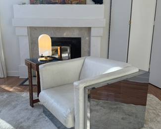 Milo Baughman Chrome Clad Cube Leather Club Chair (38"W x 36"D x 28"H)