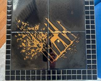 Atomic Age / Mid-Century Modern Mosaic Tile Top Side Table (14-1/2"W x 14-1/2"D x 21"H)