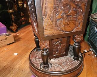 Vintage, carved reversible chess top table